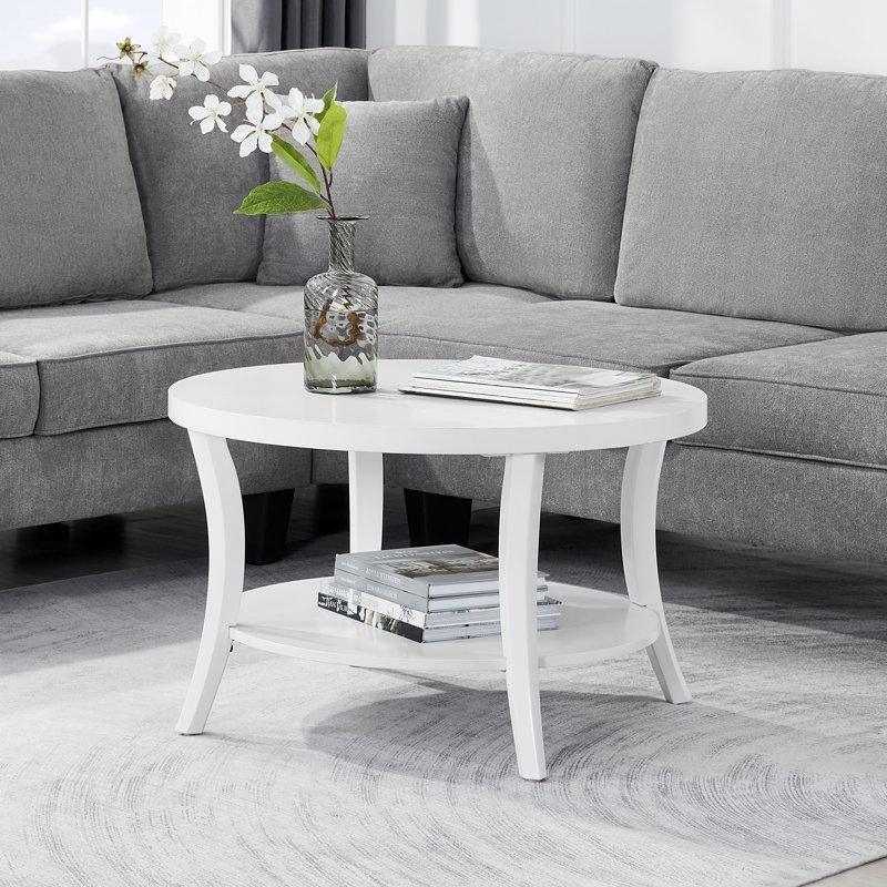 Endüstriyel Ahşap Raflı Yuvarlak Orta Sehpa - 77x77 cm - 245795