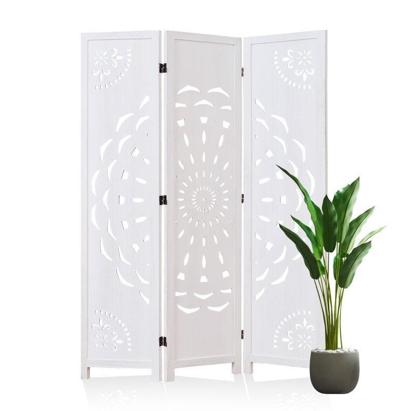 Eskitilmiş Beyaz Paulownia Ahşap Katlanır Paravan - 170x40x6 cm - 321761 Eskitilmiş Beyaz Paulownia Ahşap Katlanır Paravan - 170x40x6 cm - 321761
