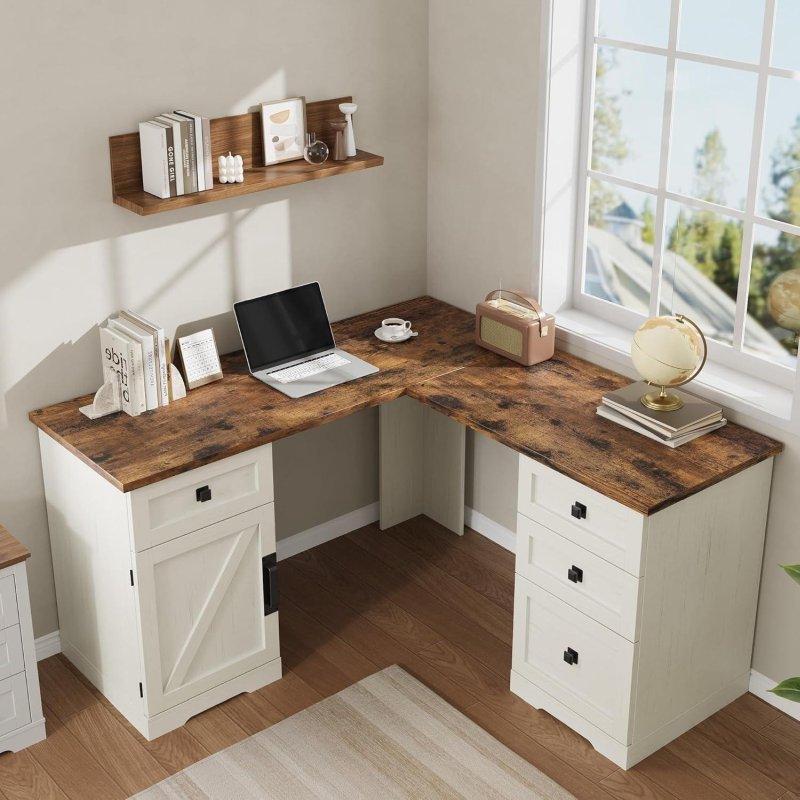 Eskitme Ahşap 4 Çekmeceli L Tipi Ofis Masası - 151 cm - 326792 Eskitme Ahşap 4 Çekmeceli L Tipi Ofis Masası - 151 cm - 326792