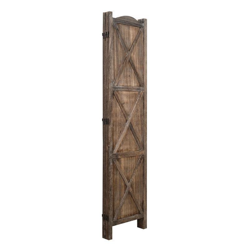 Eskitme Ahşap Çift Yönlü Katlanır Paravan - 173x178 cm - 321238