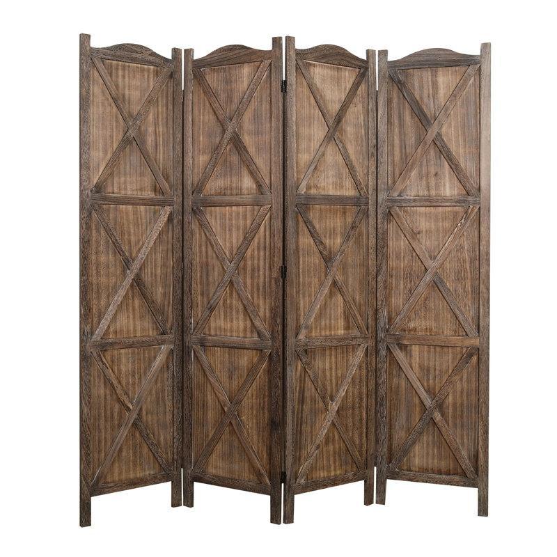 Eskitme Ahşap Çift Yönlü Katlanır Paravan - 173x178 cm - 321238