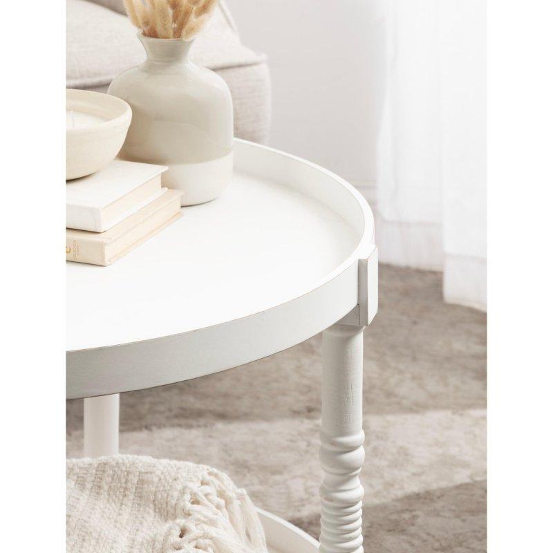 Eskitme Ahşap İki Katlı Yuvarlak Orta Sehpa - 72 cm - 242575