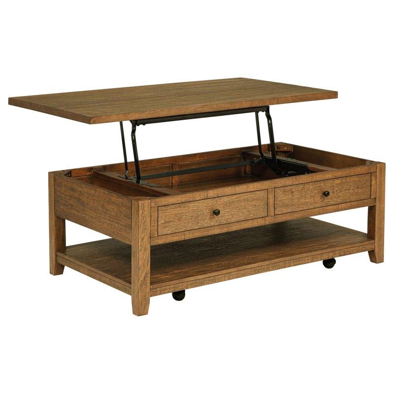 Eskitme Beyaz Çam Ağacı Asansörlü Tekerlekli Akıllı Sehpa - 122x72x47 cm - 254765