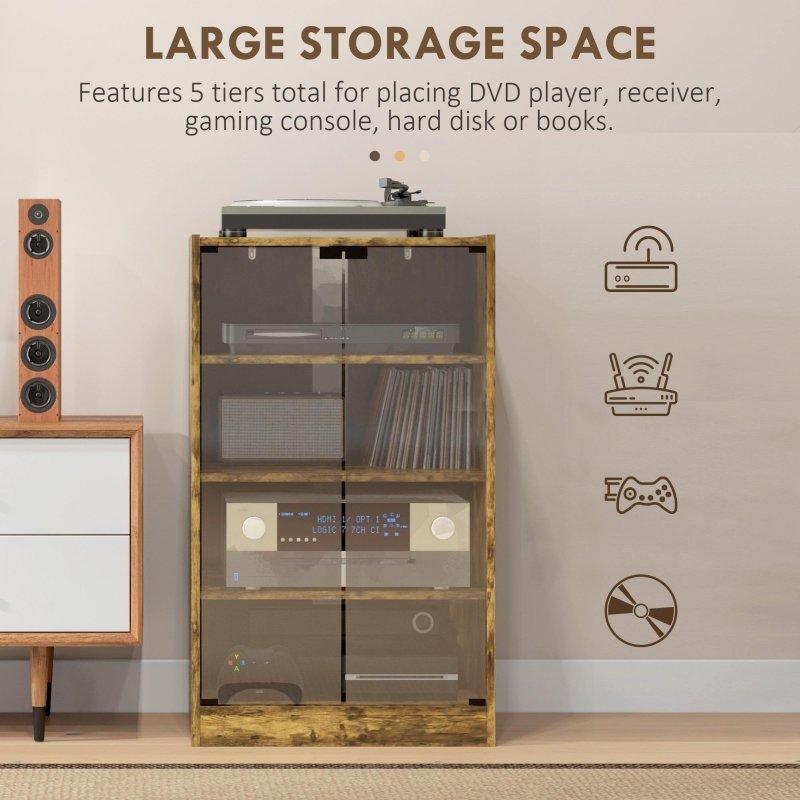 Eskitme Beyaz Cam Kapaklı Ayarlanabilir Raflı Medya Kitaplığı - 91 cm - 316800