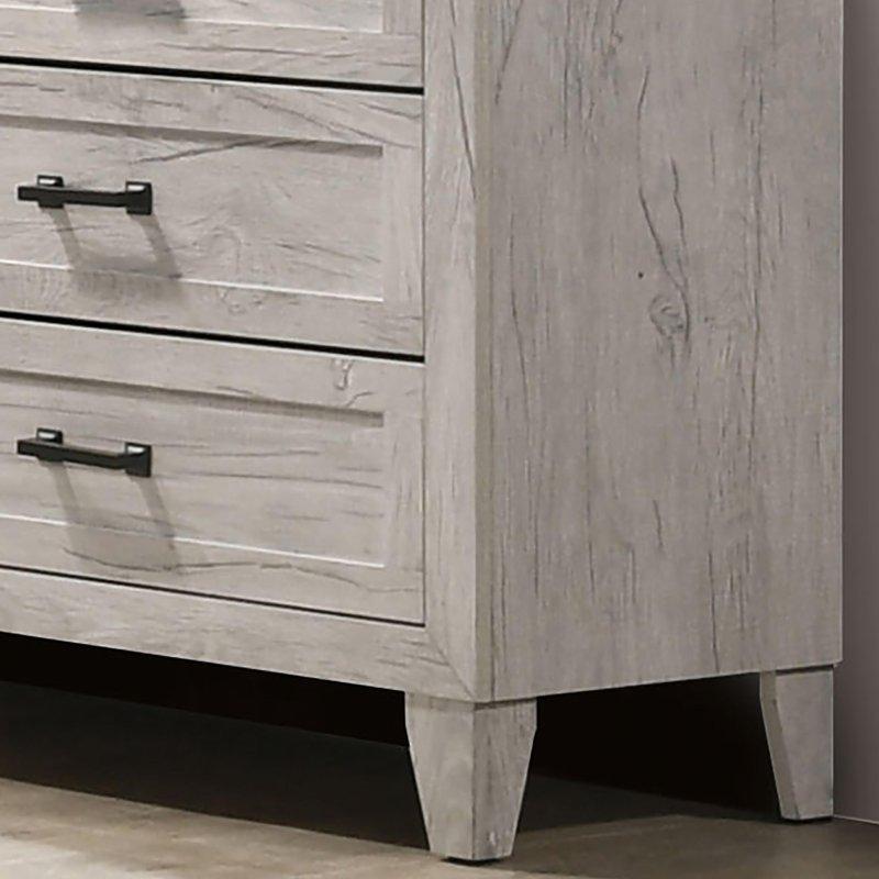 Eskitme Beyaz Melamin Kaplama 6 Çekmeceli Şifonyer - 148 cm - 305090
