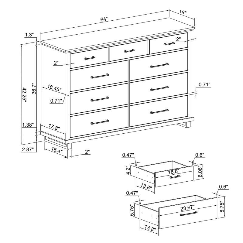 Eskitme Beyaz Metal Ayaklı MDF 2li Şifonyer Takımı - 296160