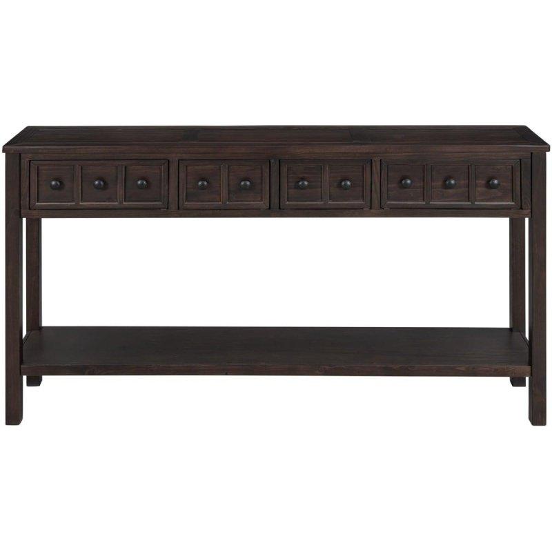 Eskitme Çam Ağacı ve MDF 4 Çekmeceli Raflı Dresuar - 153 cm - 332296
