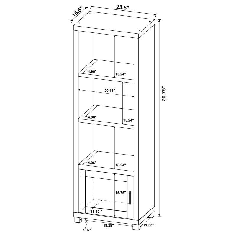 Eskitme Çam Kapaklı ve 3 Raflı Metal Kitaplık - 60x40x180 cm - 317334