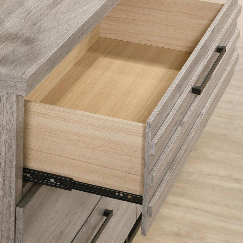 Eskitme Gri Ahşap 4 Çekmeceli Siyah Kulplu Şifonyer - 76x46x117 cm - 307406