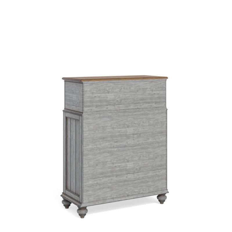 Eskitme Gri Kauçuk Ağacı 8 Çekmeceli Tornalı Ayaklı Şifonyer - 115x150x51 cm - 295549