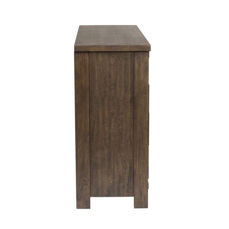 Eskitme Gri Kauçuk Ağacı Masif Metal Şeritli 8 Çekmeceli Şifonyer - 163x46x102 cm - 308529