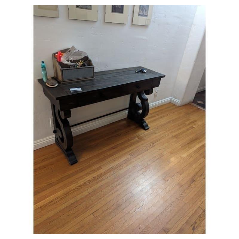 Eskitme Gri Masif Ahşap 2 Çekmeceli Metal Payandalı Dresuar - 127x41x74 cm - 331904