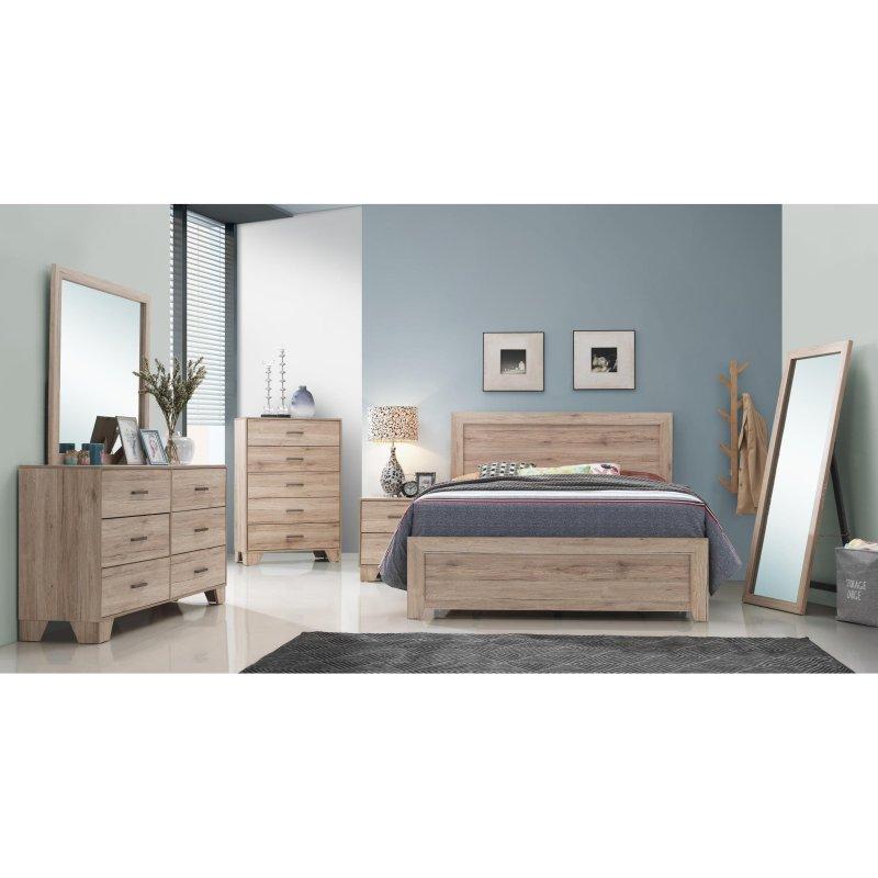 Eskitme Gri MDF 6 Çekmeceli Metal Kulplu Şifonyer - 149 cm - 299312