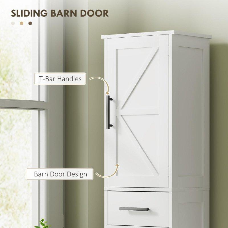 Eskitme Gri MDF Sürgülü Kapaklı Çekmeceli Dar Çok Amaçlı Banyo Dolabı - 40x30x170 cm - 334118