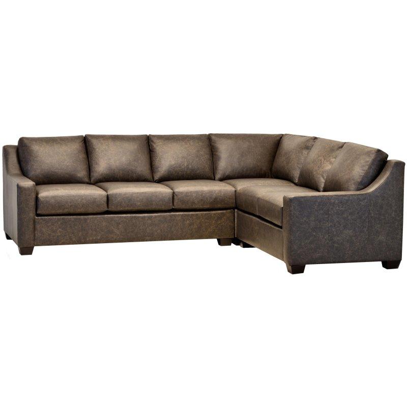 Eskitme Kahverengi Hakiki Deri Ahşap Ayaklı Köşe Koltuk - 298x239 cm - 258334