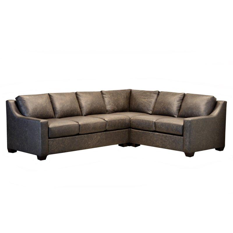 Eskitme Kahverengi Hakiki Deri Ahşap Ayaklı Köşe Koltuk - 298x239 cm - 258334