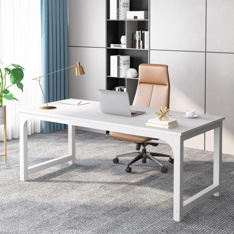 Eskitme Kahverengi MDF ve Metal Geniş Ofis Masası - 180x80 cm - 327228