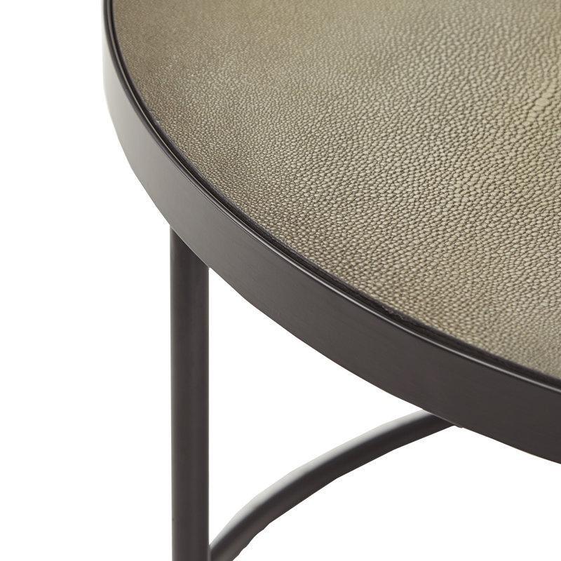 Eskitme Kahverengi MDF ve Siyah Demir Endüstriyel Zigon Yuvarlak Orta Sehpa Seti - 77 cm - 245658