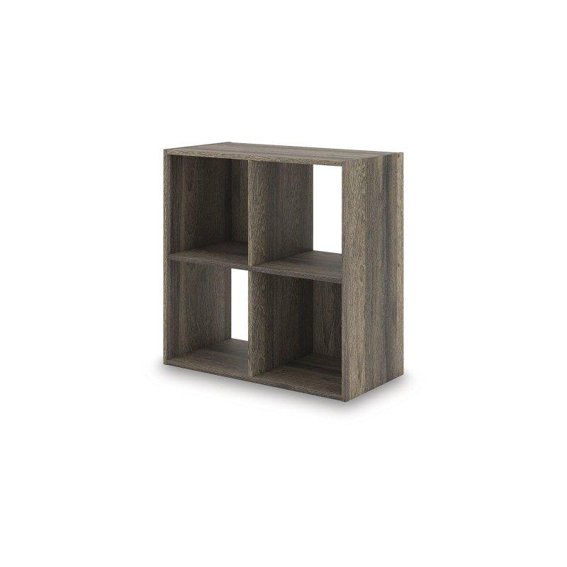 Eskitme Kahverengi Meşe Dokulu MDF Küp Tasarımlı Kitaplık - 316519
