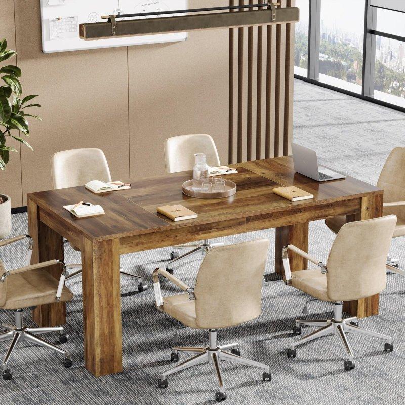 Eskitme Kahverengi ve Siyah MDF Geniş Dikdörtgen Ofis Masası - 161x81 cm - 326843