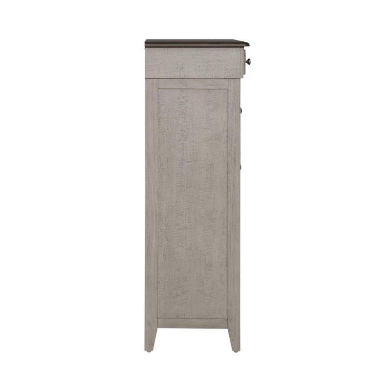 Eskitme Keten Masif Kavak 5 Çekmeceli Konik Ayaklı Şifonyer - 97x46x138 cm - 306385