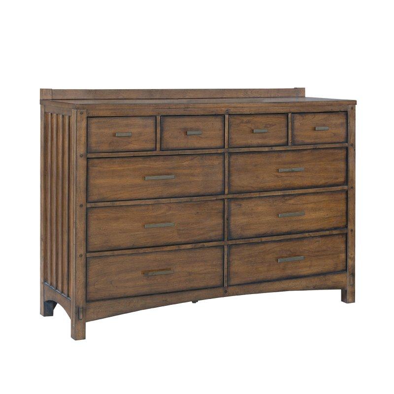 Eskitme Kiraz Rengi Kauçuk Ağacı ve Kiraz Kaplama 10 Çekmeceli Şifonyer - 153x46x110 cm - 306885