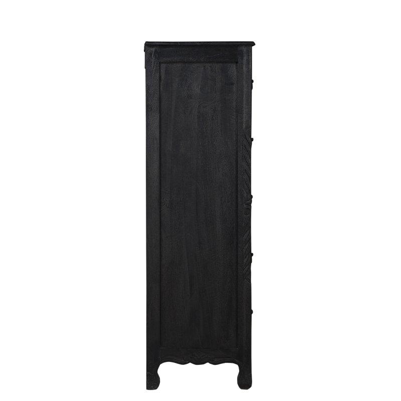 Eskitme Masif Mango Ağacı Çiçek Oymalı 6 Çekmeceli Dikey Şifonyer - 138 cm - 298728