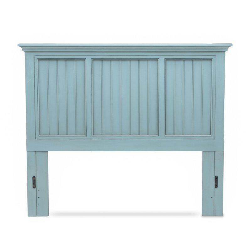 Eskitme Mavi ve Beyaz Ahşap Panel Yatak Başlığı - 176 cm - 334605