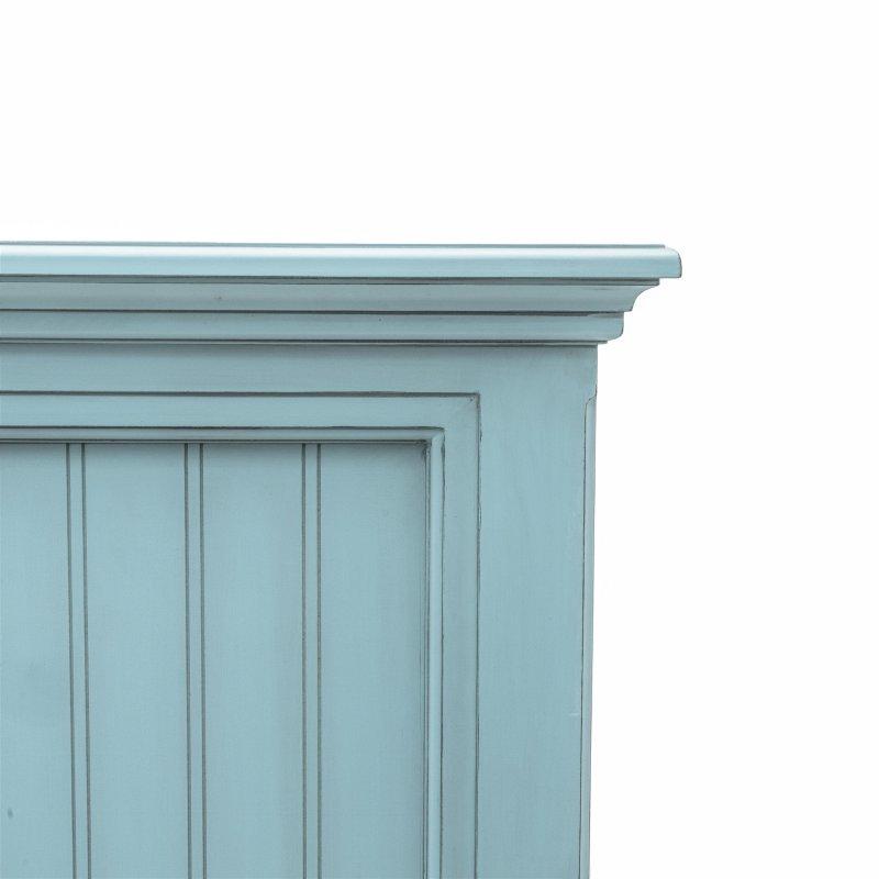 Eskitme Mavi ve Beyaz Ahşap Panel Yatak Başlığı - 176 cm - 334605