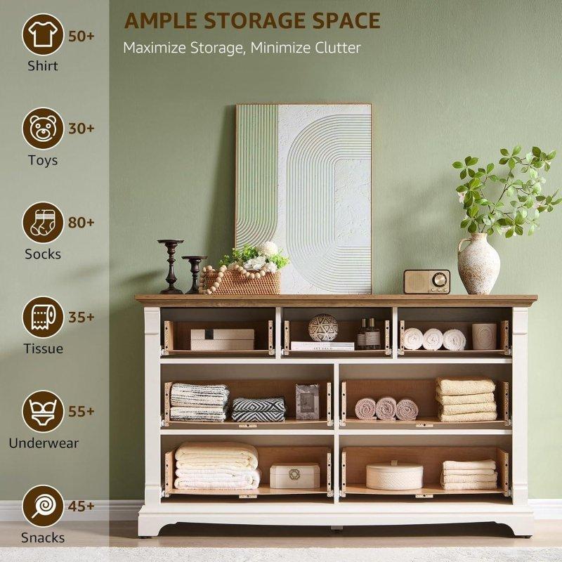 Eskitme MDF 7 Çekmeceli Kır Tarzı Şifonyer - 139 cm - 299196