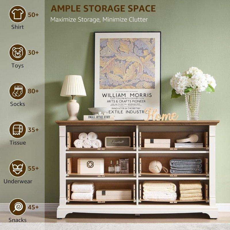 Eskitme MDF Rustik 6 Çekmeceli Şifonyer - 139 cm - 296572