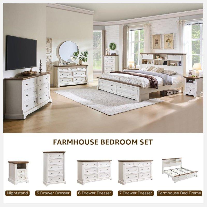 Eskitme MDF Rustik 6 Çekmeceli Şifonyer - 139 cm - 296572
