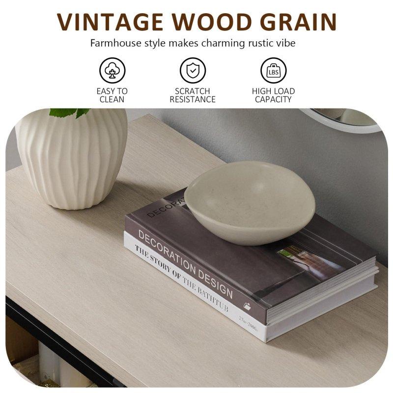 Eskitme MDF Sürgülü Ahır Kapılı 5 Çekmeceli Şifonyer - 81x42x123 cm - 300880