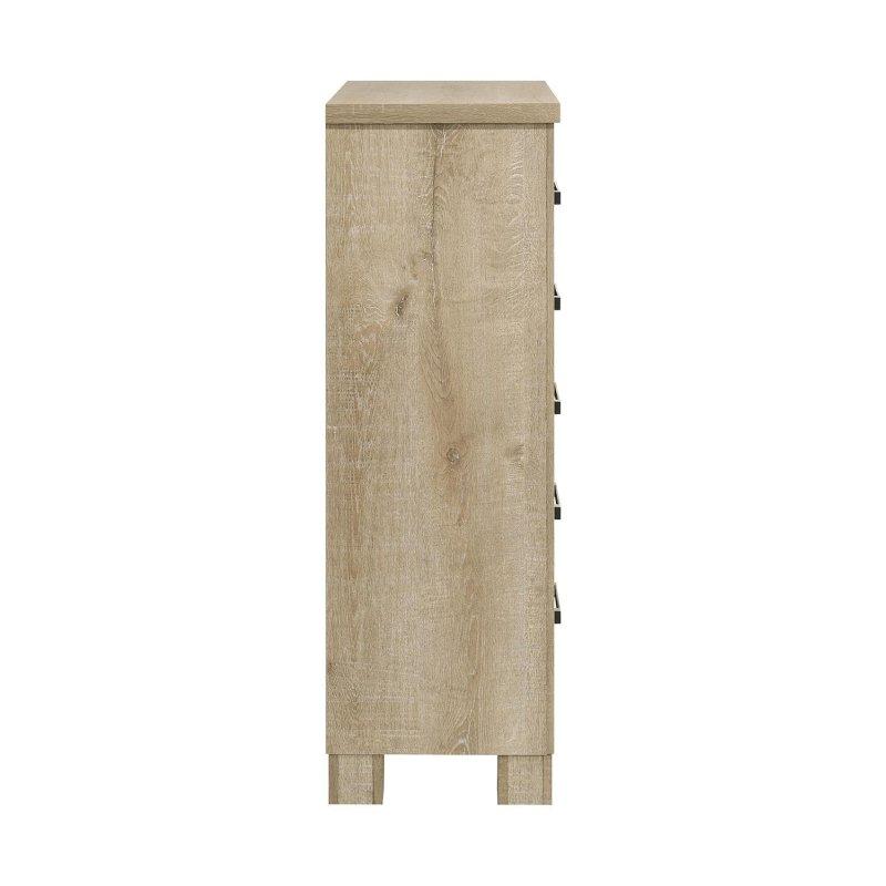 Eskitme Meşe 5 Çekmeceli Koyu Bronz Kulplu Şifonyer - 86x125x42 cm - 310436