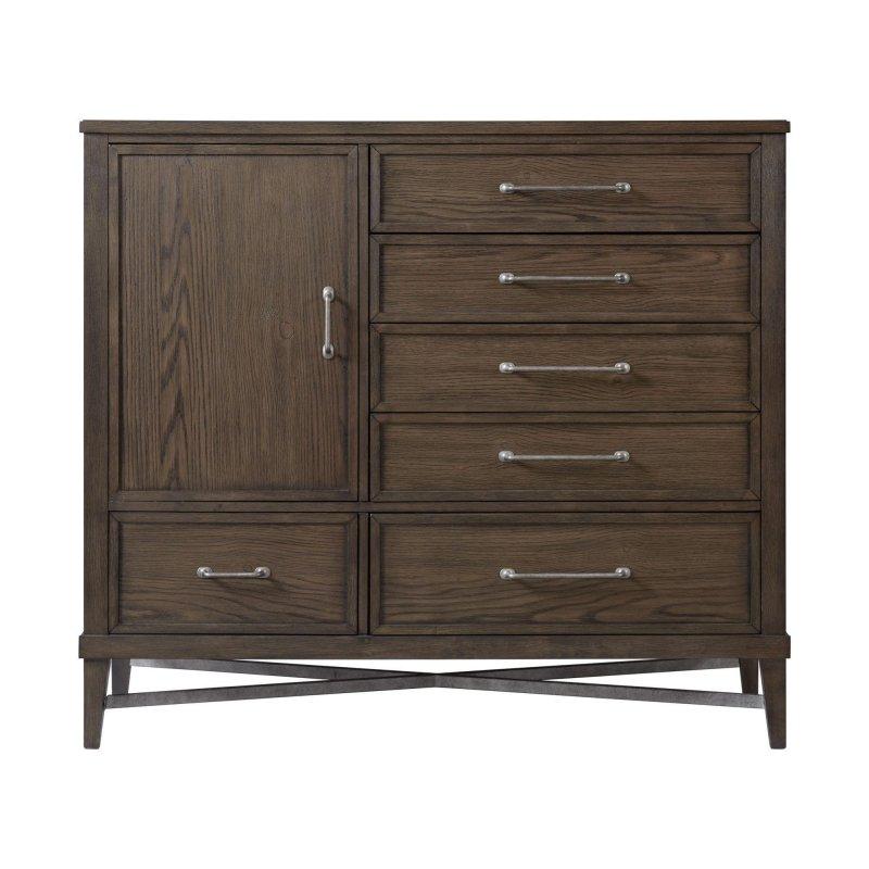 Eskitme Meşe Ahşap 6 Çekmeceli X Destekli Şifonyer - 138 cm - 296799