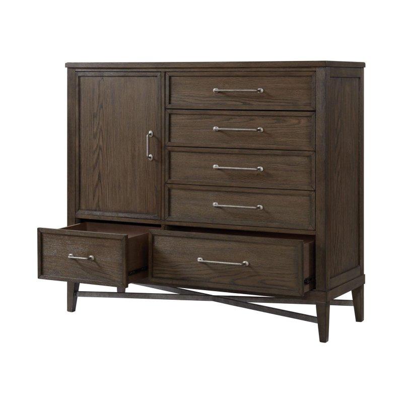 Eskitme Meşe Ahşap 6 Çekmeceli X Destekli Şifonyer - 138 cm - 296799