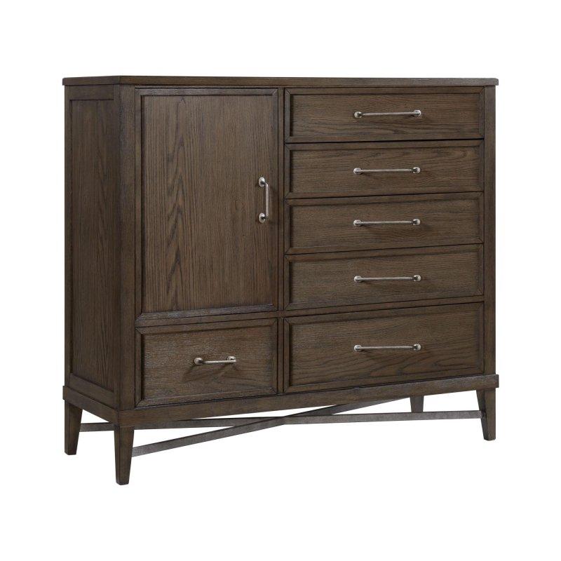 Eskitme Meşe Ahşap 6 Çekmeceli X Destekli Şifonyer - 138 cm - 296799