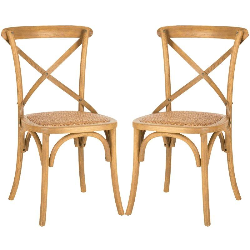 Eskitme Meşe Çapraz Sırtlı Rattan Sandalye 2li Set - 251543