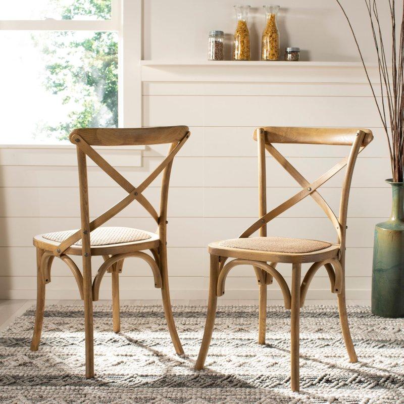 Eskitme Meşe Çapraz Sırtlı Rattan Sandalye 2li Set - 251543 Eskitme Meşe Çapraz Sırtlı Rattan Sandalye 2li Set - 251543