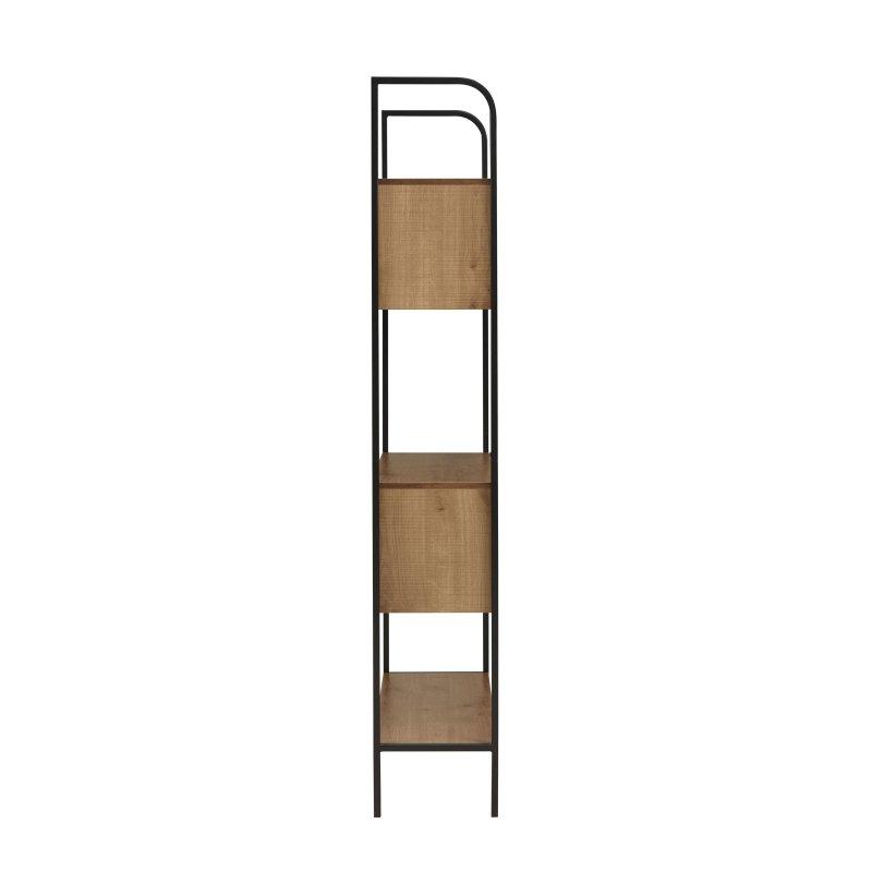 Eskitme Meşe ve Siyah Metal Ayaklı Rustik 5 Raflı Kitaplık - 84x170 cm - 319042
