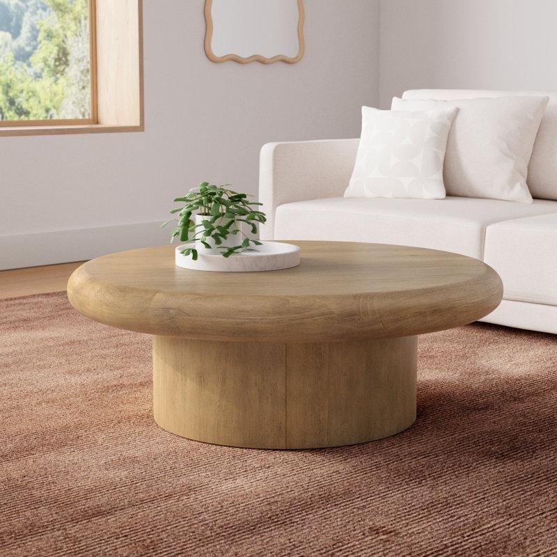 Eskitme Parawood Masif Ağaç Kaideli Yuvarlak Orta Sehpa - 107 cm - 245513