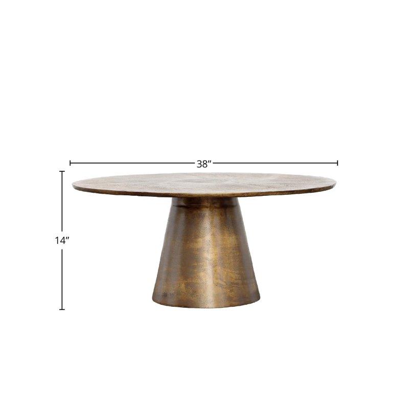 Eskitme Pirinç Döküm Alüminyum El Yapımı Yuvarlak Orta Sehpa - 82x36 cm - 239698