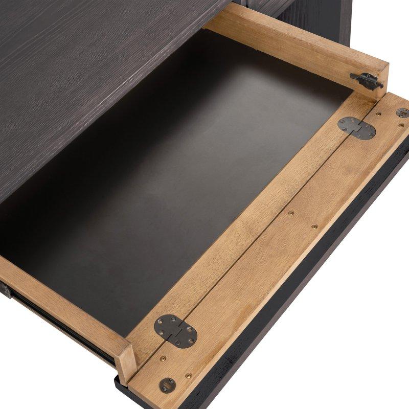 Eskitme Siyah Masif Ahşap Çekmeceli ve Klavyelikli Ofis Masası - 153 cm - 327192