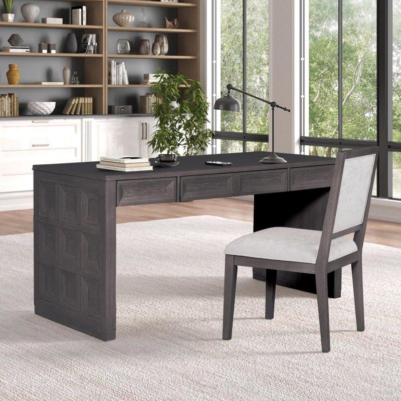 Eskitme Siyah Masif Ahşap Çekmeceli ve Klavyelikli Ofis Masası - 153 cm - 327192 Eskitme Siyah Masif Ahşap Çekmeceli ve Klavyelikli Ofis Masası - 153 cm - 327192