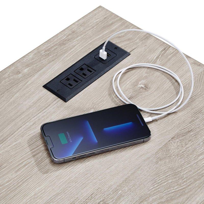 Eskitme Siyah MDF USB Portlu 3 Çekmeceli L Tipi Ofis Masası - 327167