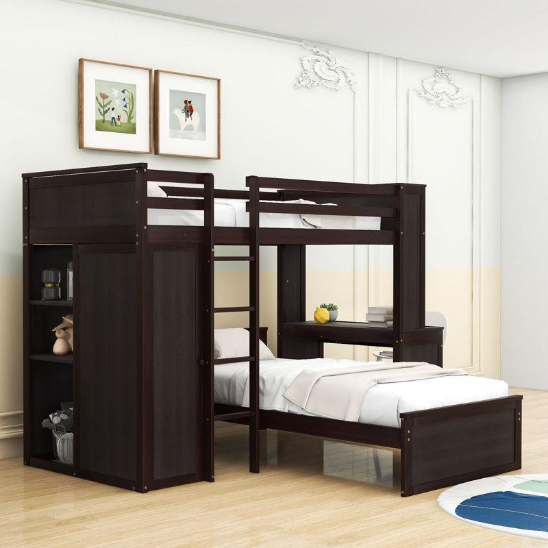 Espresso Ahşap Çalışma Masalı Çekmeceli ve Dolaplı L Tipi Ranza - 246120