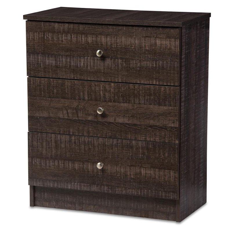 Espresso Kahverengi Ahşap 3 Çekmeceli Metal Kulplu Şifonyer - 72x60x32 cm - 297663