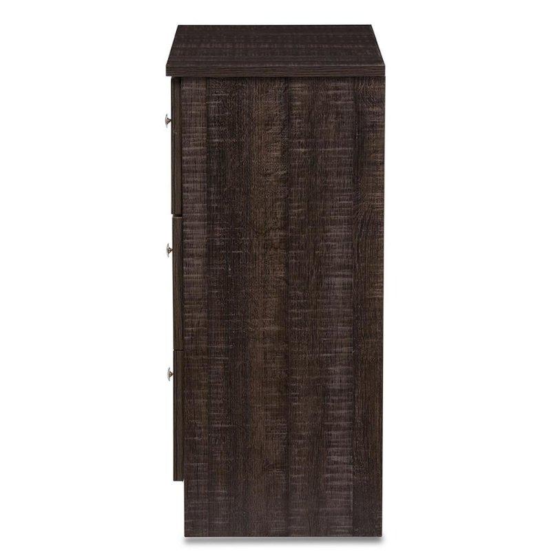 Espresso Kahverengi Ahşap 3 Çekmeceli Metal Kulplu Şifonyer - 72x60x32 cm - 297663