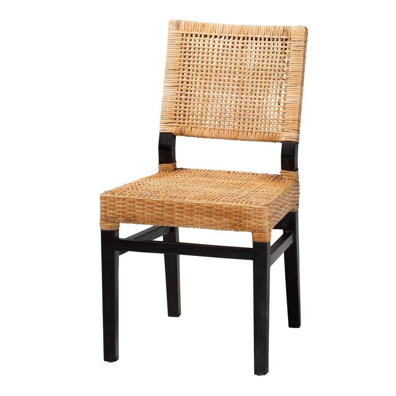 Espresso Kahverengi Maun Ağacı Dokuma Sırtlı Bohem Rattan Sandalye - 46x57x87 cm - 251702