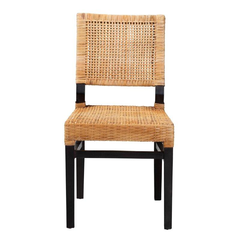 Espresso Kahverengi Maun Ağacı Dokuma Sırtlı Bohem Rattan Sandalye - 46x57x87 cm - 251702